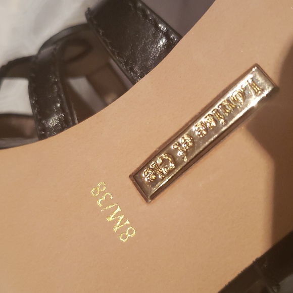 Louise et Cie New KATY Heel Sandals Leather Strappy Stilettos Back Zip BLACK NIB - Picture 9 of 16